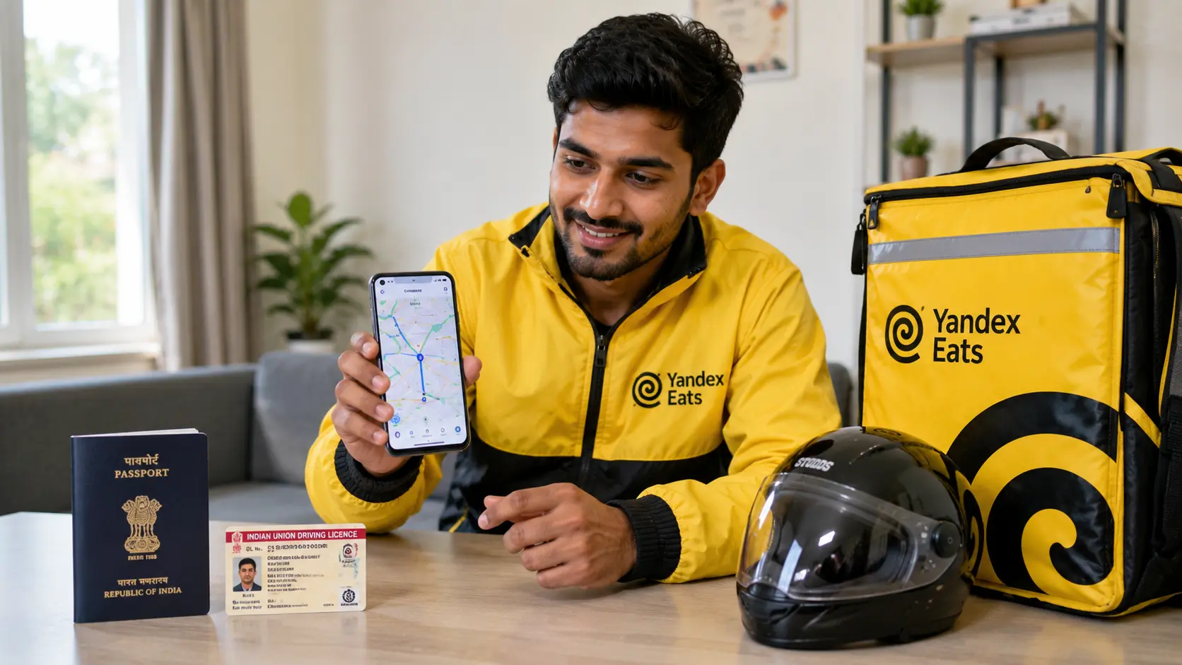 Delivery worker giving an order to customer