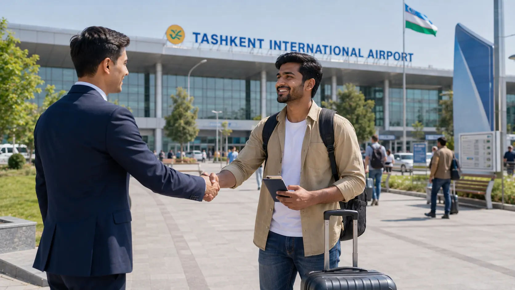 Worker arriving in Uzbekistan
